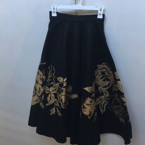 Vintage black felt flowing skirt